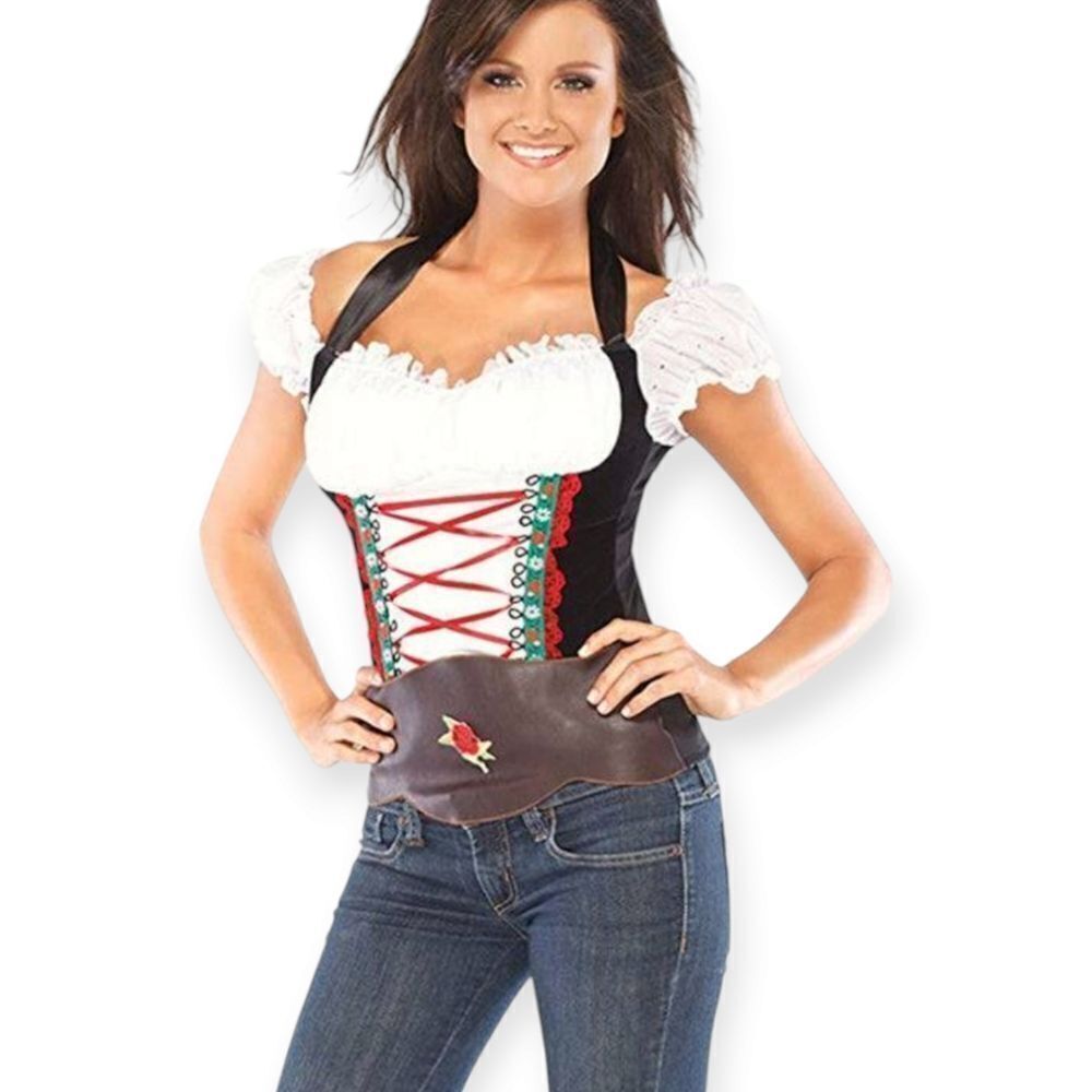 ✨ Bustier Top with Halter Ribbon Ties – Black/White | Size Medium | EUC